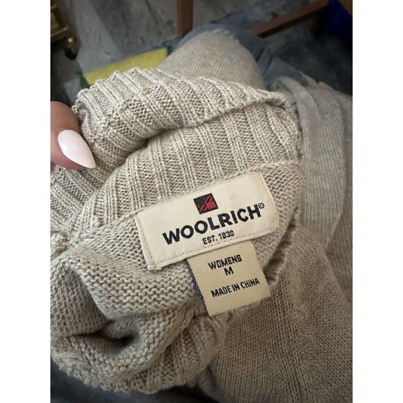 WOOLRICH Pine Pinecone Tree Wool Blend Turtleneck Sweater Women's Size Medium - Picture 3 of 9